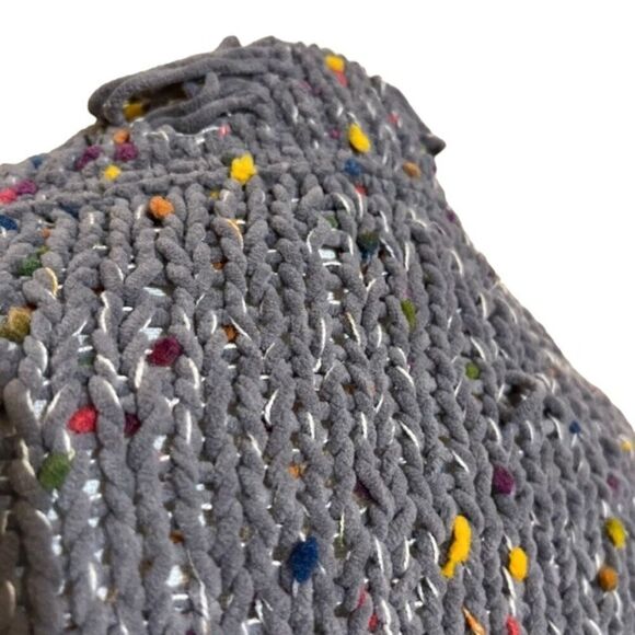 POL Distressed Confetti Sweater Gray White Multicolor Boho Hipster Size Large - Picture 7 of 9